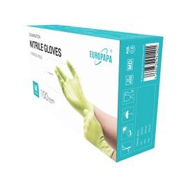 EUROPAPA® 100 x Nitrile Gloves Box Disposable Gloves, Examination Gloves, Nitrile Gloves, Powder-Free, Latex-Free, Non-Sterile, Latex-Free, Disposable Gloves (XS, Green)