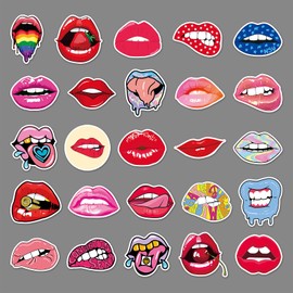 Lip Sticker Set 50 Pieces Cute Decoration for Car Laptop Skateboard Bicycle Moped Motorcycle Bicycle Computer Suitable for Adults Children