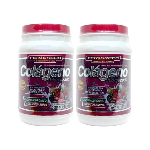 Colágeno Hidrolizado Glucosamina Biotina Frutos Rojos 2 Pzs