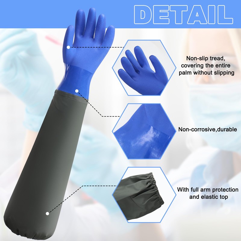 Shellwei 4 Pairs Chemical Resistant Rubber Gloves 27" Heavy Duty