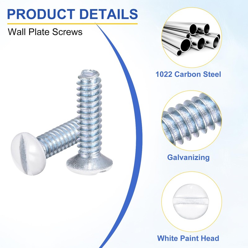 Sourcing Map 100Pcs Wall Plate Screws, 9/16" Long 6-32 Thread,
