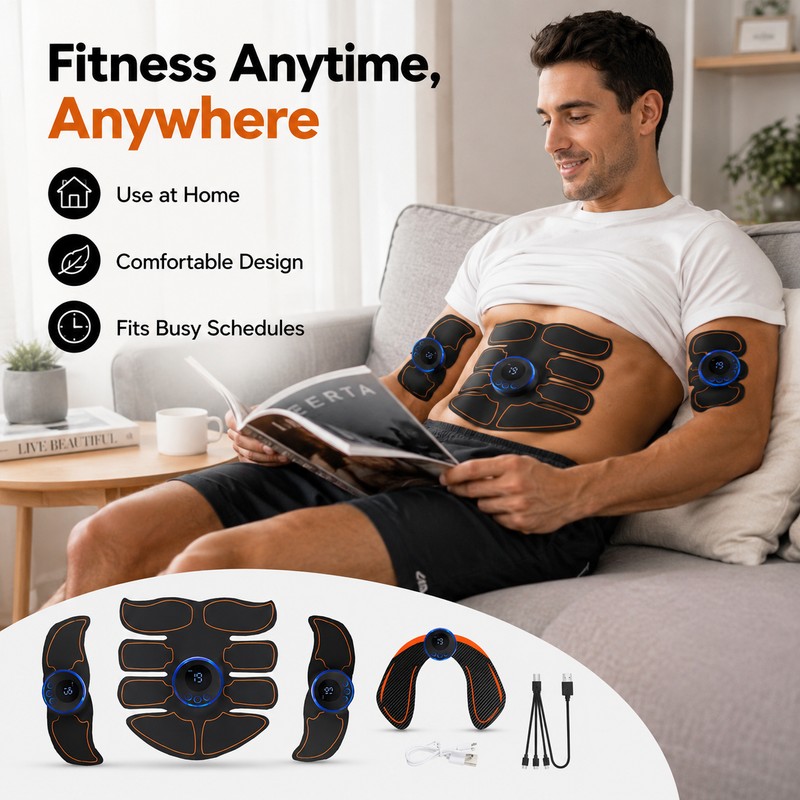 EMS Muscle Stimulator for Home Fitness – Portable Ab, Arm,
