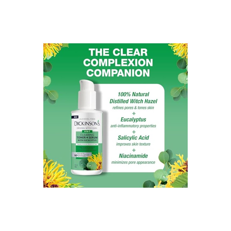Tónico aclarante + sérum con eucalipto Witch Hazel de Dickinson