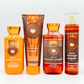 Sweet Cinnamon Pumpkin 4-Piece Bath & Body Bundle | Daily Nourishing Body Lotion, Ultimate Hydration Body Cream, Body Wash and Fine Fragrance Mist