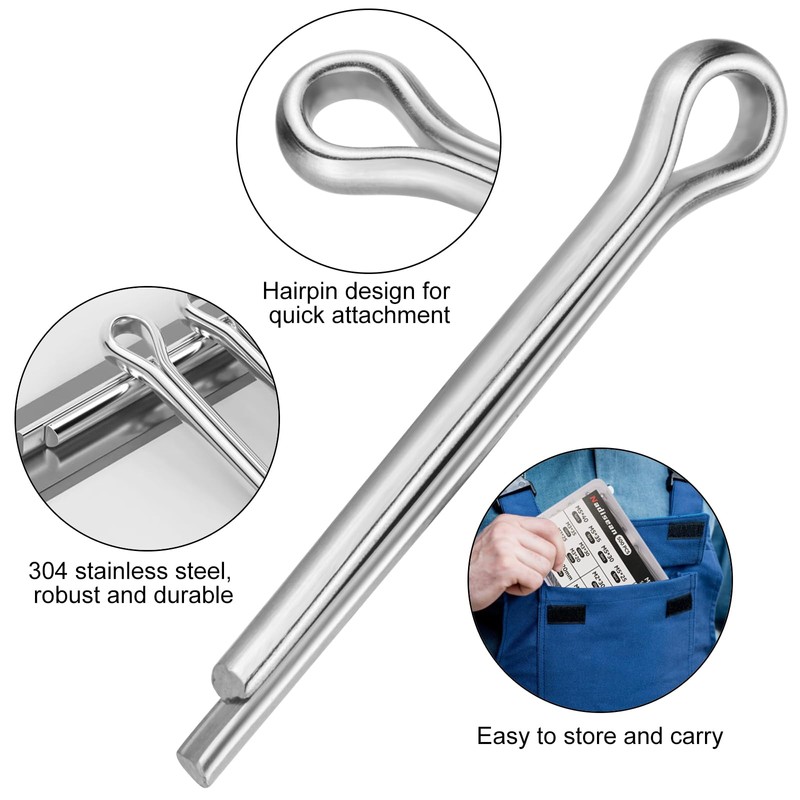 Nadisean 500Pcs Cotter Pins Assortment Kit, 304 Stainless Steel Split
