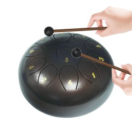 REGIS Alloy Steel Tongue Drum 11 Notes 6 Inches Chakra Tank Drum Steel Percussion Padded Travel Bag and Mallets (Maroon, 11 Notes 6 Inches)