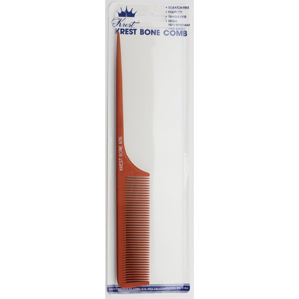 Krest Bone 9 Inch Fine Teeth Rattail comb. Professional comb. Heat Resistant Comb. Styling Combs. Detangle, Sectioning Comb.