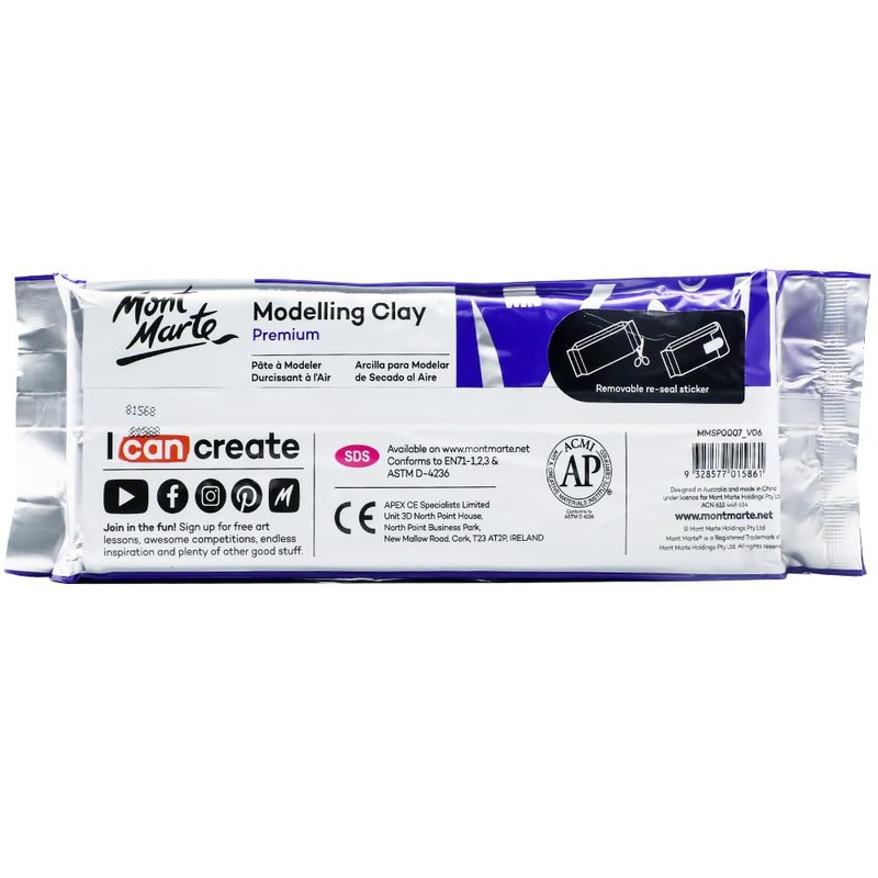 Mont Marte White Air Hardening Modeling Clay, 2kg (4.4lb). Approximate
