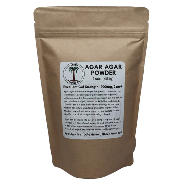Agar Agar Powder 16oz 1 lb - Excellent Gel Strength 900g/cm2