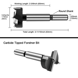 Tungsten Steel Forstner Drill Bit 48 mm, ASNOMY Forstner Drill Bit, Wood Drill, Spade Bit for Wood and Hardwood