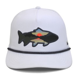 Paramount Outdoors Sunset Fish Silhouetee Performance Trucker Hat Mountain Fishing Rope Cap (White - OSFA)