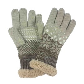 Lina & Lily Fashion Women's Winter Knitted Faux Fur Gloves One Size (Beige)