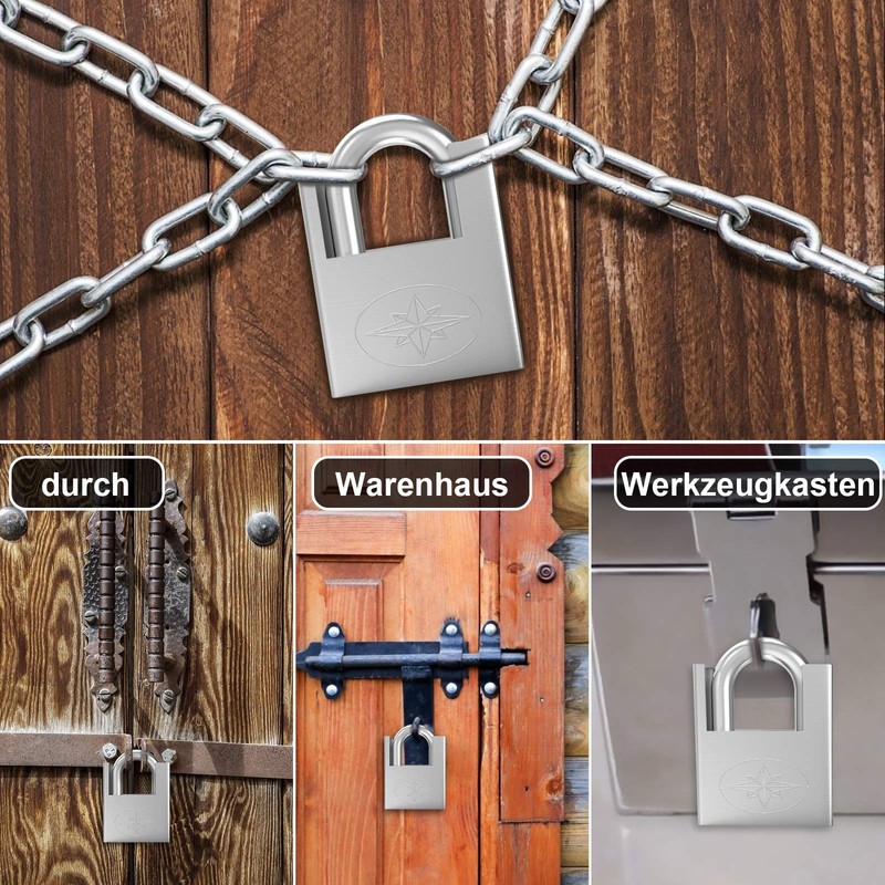 Diyife Heavy Duty Padlock 60 mm, Outdoor Weatherproof Robust Padlock,