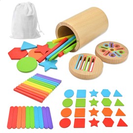 CHICHI:OÜ Montessori Spielzeug ab 3 4 5 Jahre, 3-in-1 Holz Sortierspiel Kinder, Baby Farbe Sortierspiel, Kleinkind Sensorik Motorikspielzeug ab 3 4 5 Jahr, Lernspielzeug Sensorik Kleinkinder