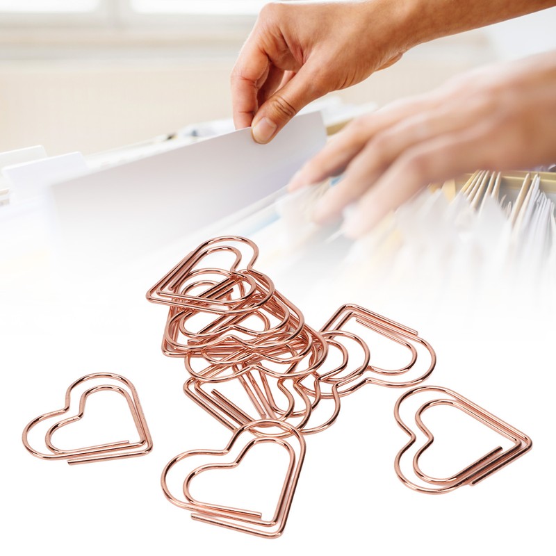 100Pcs Paper Clips Rose Gold Unique Shape Electroplating Process Lightweight