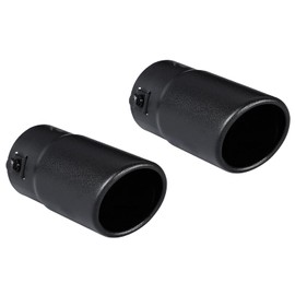 Paquete de 2 puntas de escape negras - Se ajusta a un diámetro de tubo de cola de escape de 1.5 a 2 pulgadas - Puntas de silenciador de acero inoxidable con revestimiento negro para automóvil