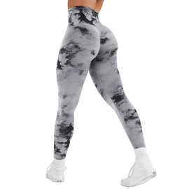 YEOREO Workout Leggings for Women Dazzle Scrunch Butt Lifting Leggings Seamless Screen Print Gym Yoga Pants Black Cloud XS