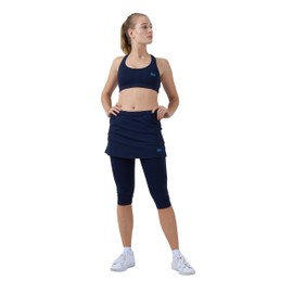 Sportkind Girls' and Women's Tennis Hockey Running 2-in-1 Skirt with Leggings, blue
