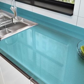 Wallercity Glossy Blue Contact Paper Shiny Light Blue Peel and Stick Wallpaper for Bedroom Bathroom Self Adhesive Stick on Kitchen Countertops Cabinets Wall Paper Vinyl Shelf Liner Film 15.8''x315''