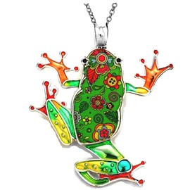 DianaL Boutique Large Frog Pendant Necklace with 24" Stainless Steel Chain Gift Boxed Fashion Jewelry