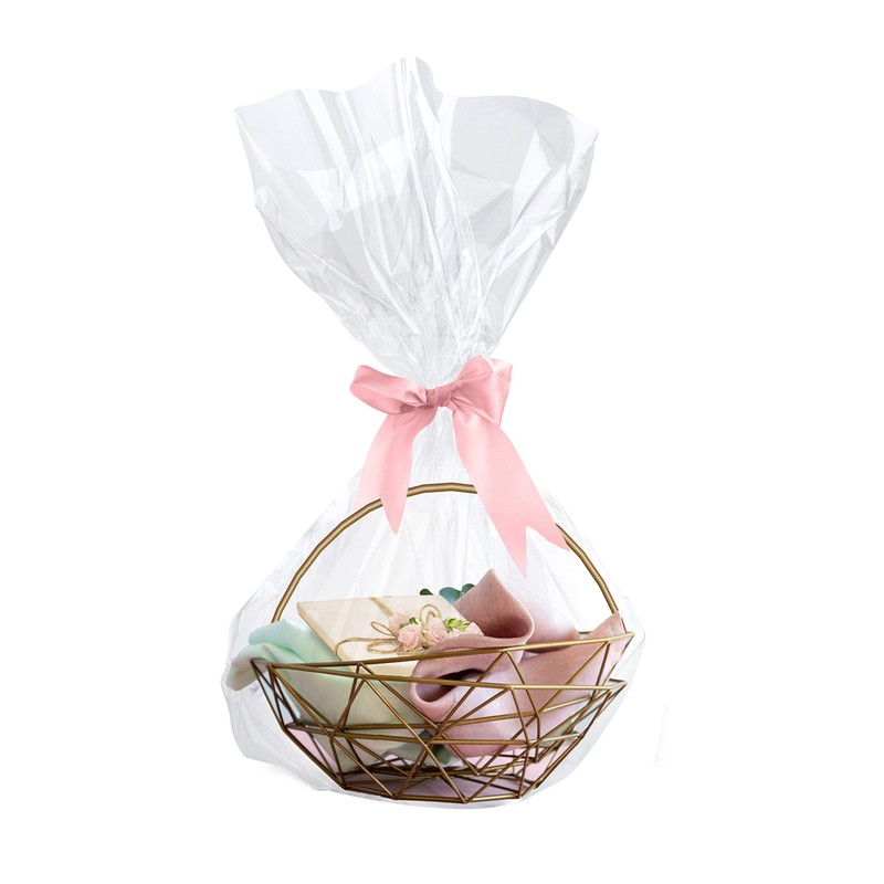 Clear Basket Bags, 24in x 30in Large Clear Cellophane Wrap