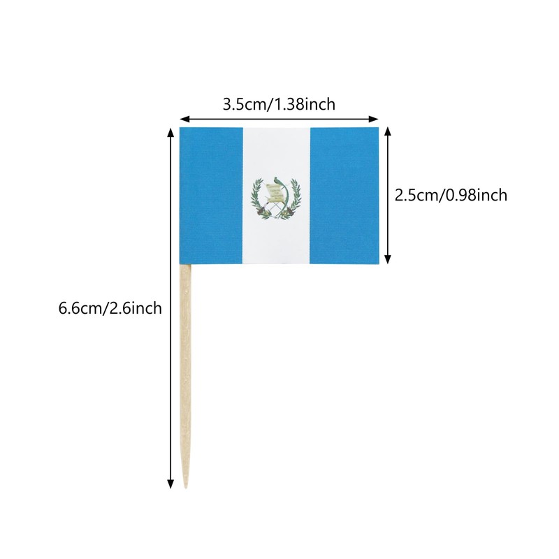 100 Pcs Guatemala Flag Guatemalan Toothpick Flags, Small Mini Stick