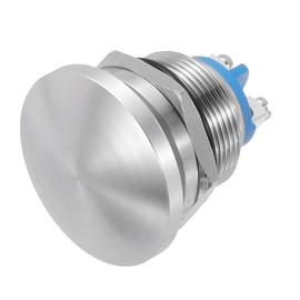 MECCANIXITY 1PCS 5A 22MM 7/8" Momentary Mushroom Head Push Button Switch 12V 24V 120V 250V AC Silver 1NO Waterproof IP65 SPST Domed Round 2 Screw Foot Button