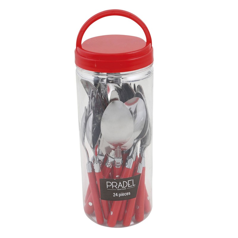 Pradel Heritage 518154 Cutlery Set 24 Pieces Stainless Steel/Plastic Red