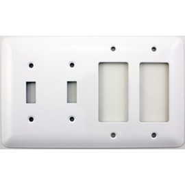 Mulberry Princess Style White 4 Gang Combination Switch Plate - 2 Toggle Light Switch Openings 2 GFI/Rocker OpeningF
