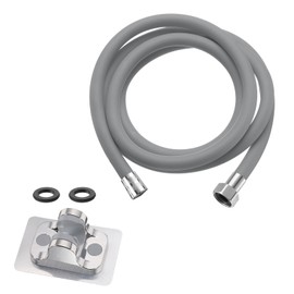 uxcell Silicone Shower Hose, 79" Explosion Proof Anti-Winding Shower Hose Replacement Shower Hose Attachment with Adhesive Shower Head Holder for Bathing, Pet Cleaning and Toilet (Grey)