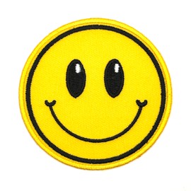 3" Smiley Face Iron On Patch - Embroidered Happy Emoji Smiley Face Applique Appliques Iron On Sew On Patches for Holes, Clothing, Jeans, Hat, Backpacks, Clothes - Smiley Face Patch