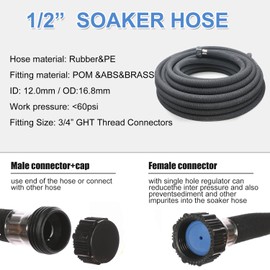 Taisia Soaker Hose 50 ft with 1/2’’ Diameter - Bronze interface Saves 70% Water Perfect Delivery of Water Great for Garden Flower Bed(1-2-50ft-B)