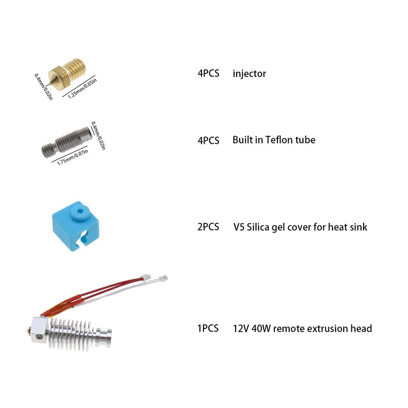 YINETTECH J-Head Hotend Extruder Kit, 12 V, 40 W, Compatible