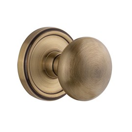 Grandeur 822498, Passage-2.375", Vintage Brass Georgetown Rosette with Fifth Avenue Knob