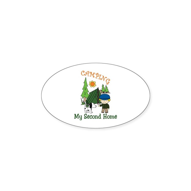 CafePress Camping My Second Home Sticker Oval Car Bumper Sticker(10-Pack)