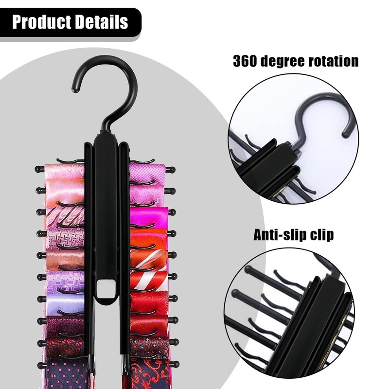 Tie Holder, Tie Belt Rack Organiser, Adjustable, Tie Holder with