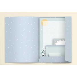 dabelino® Letter Paper Set Deer/Winter for Children: A5 Pad Lined, 10 Envelopes + A6 Colouring Pad