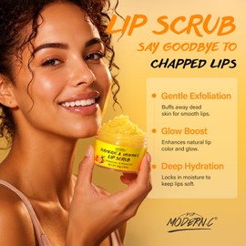 Turmeric Lip Scrub for Dark Lips Vitamin C Lip Scrubber Exfoliator Hydrating Moisturizing Exfoliating Lip Care for Dry Chapped Lips to Remove Dead Skin Smooth Dry Lines with Brush
