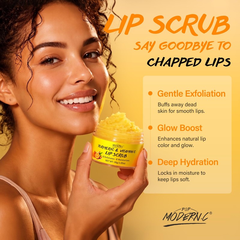 Turmeric Lip Scrub for Dark Lips Vitamin C Lip Scrubber