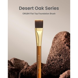 Desert Oak Series Flat Top Foundation Brush - 20mm Ultra-Thin Nylon Bristles for Streak-Free Liquid Foundation, Smooth Buffing & Full Coverage, Bubinga Handle & Brass Ferrule (CM 184)