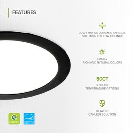 ASD 8 Inch LED Recessed Light - 2700K/3000K/3500K/4000K/5000K, 20W 70W Eqv - Ultra Thin Dimmable Ceiling Lights with J Box, Canless Wafer Downlight - Round Slim Panel Lighting - UL Energy Star