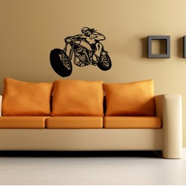 Wall Vinyl Decals Tribal Biker Retro Bike Motorcycle Chopper Garage Sticker Art Home Modern Stylish Interior Decor for Any Room Housewares Murals Design Window Graphic Bedroom Kids Boy Room Living Room (3103)