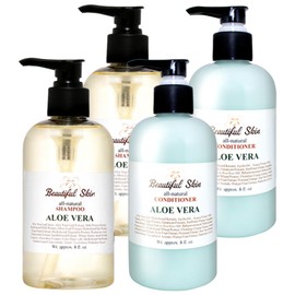 Beautiful Skin Aloe Vera Shampoo for Combination Scalp 240ml + Conditioner 240ml Set, 2 Sets / 뷰티풀스킨 복합성두피용 알로에 베라 샴푸 240ml + 컨디셔너 240ml 세트, 2세트