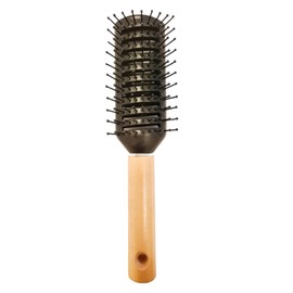 Super Mundo 96330 Professional Scoop Brush Plastic Brush for Straightening and Drying Hair with Wooden Handle