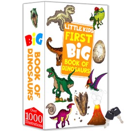 Deversion Book Safe Storage Box with Real Pages Combination Lock and Key Lock Box Money Safe Book Storage Lock Boxes for Personal Items 9.3''x6.0''x2.3'' (Dino-Key)