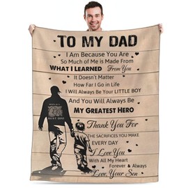 Gifts for Dad, Ideas, Dads Birthday Gifts 50x60in Throw Blanket for Papa Grandpa from Daughter Son (to My Dad)