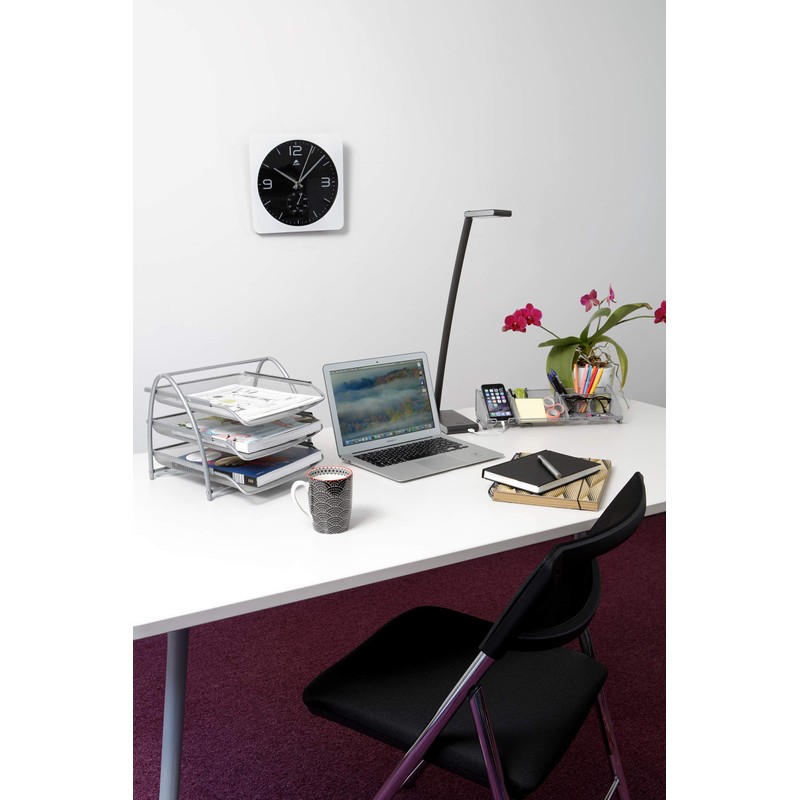 Alba Silent Wall Clock with Temperature Function, White Frame (HORDUO