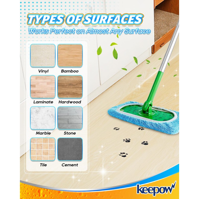 KEEPOW Reusable Microfibre Pads for Flash Speed Mop Refill Wipes,