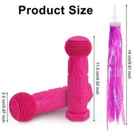4 Pair Scooter Handle Grips for Kids, FHDUSRYO Rubber Bicycle Grip with 2 Pairs Streamers, 22mm Non-Slip Handlebar for Child Triple Bike, 2/3/4 Wheels Kid Kick Scooters(4 Colors)