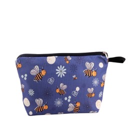 Pebarmnt Cute Animal Lovers Gifts Dinosaur Tropical Sloth Butterfly Cosmetic Bag Makeup Pouch with Zipper (bee)